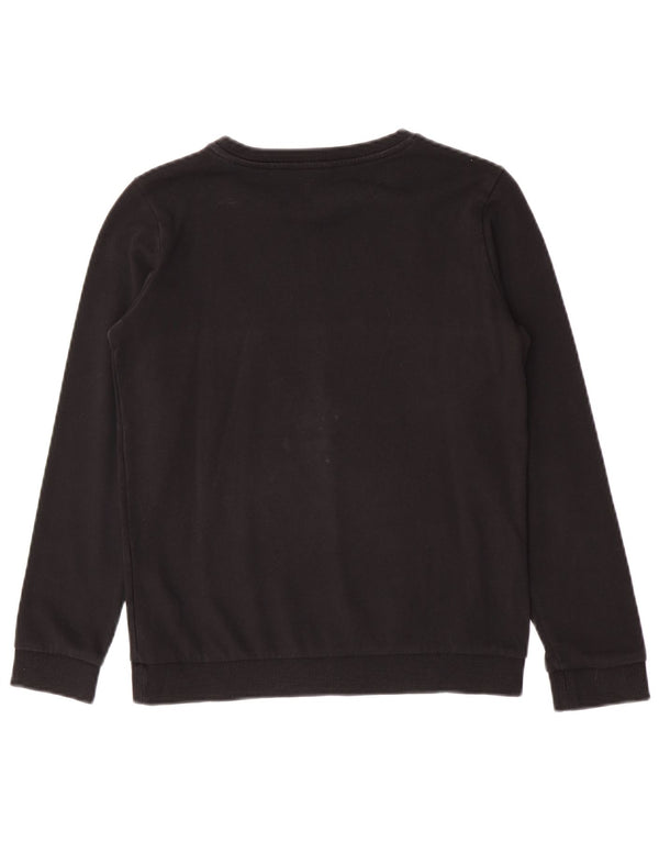 Pulover cu grafic pentru fete Guess 13-14 ani, bumbac negru