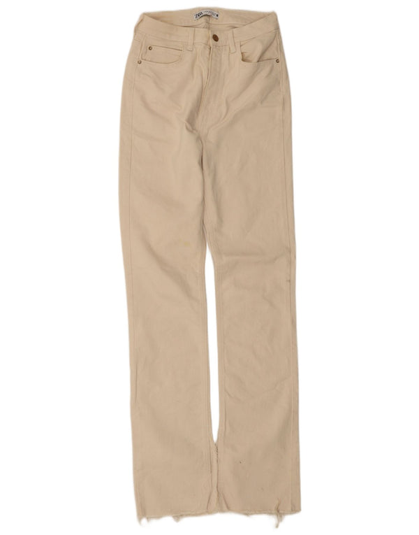 Blugi drepti pentru femei Zara EU 38 Mici W28 L33 Bumbac alb