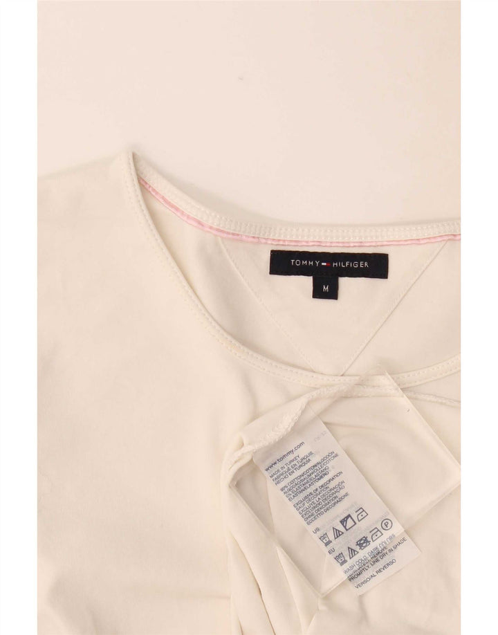 Top pentru femei Tommy Hilfiger cu mânecă lungă UK 12, bumbac alb mediu