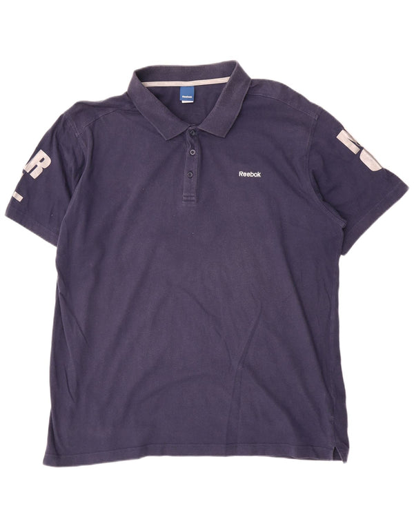 Tricou polo grafic Reebok pentru bărbați UK 58/60 2XL, bumbac bleumarin