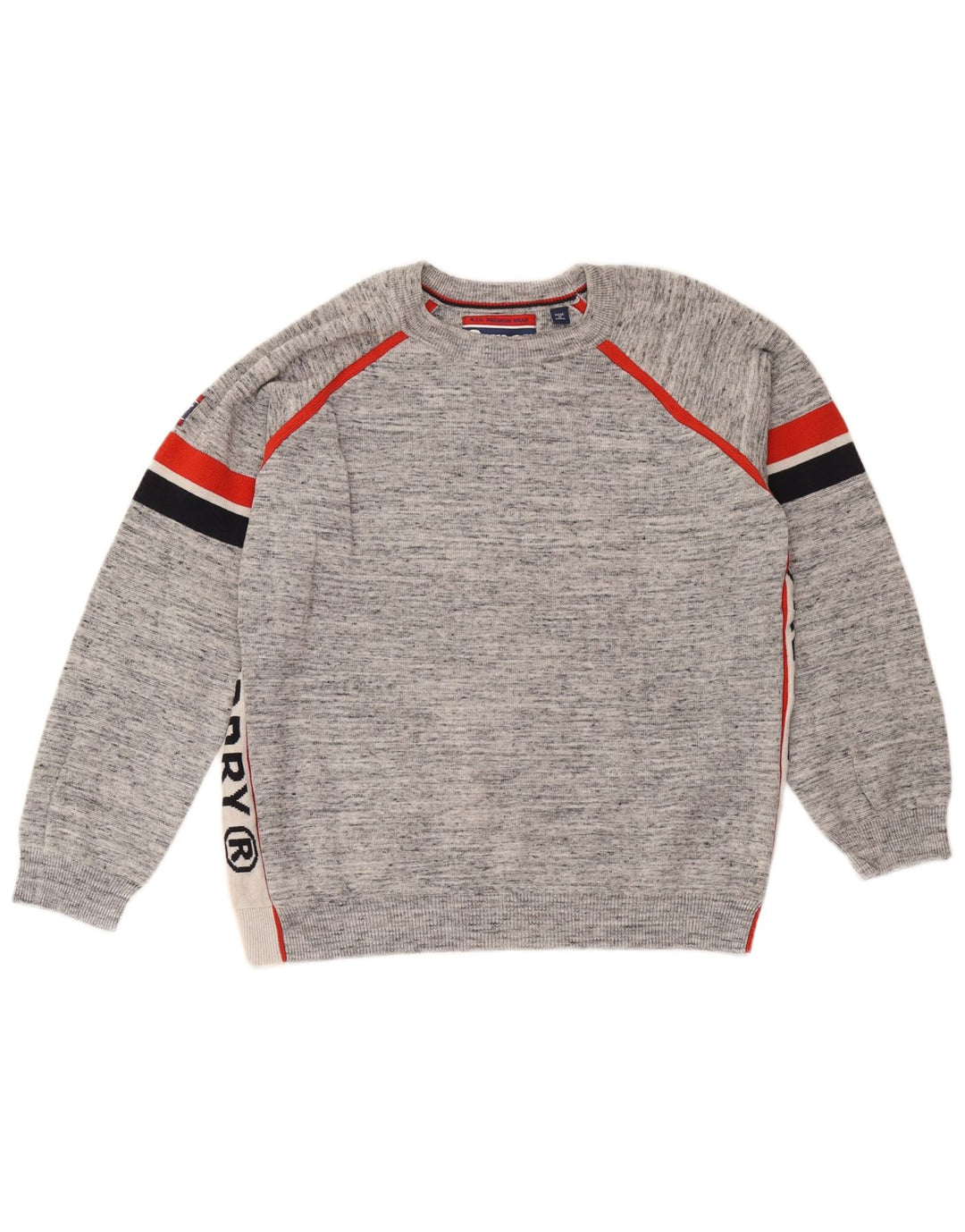 Pulover Superdry pentru bărbați cu decolteu rotund, mare, gri, color block