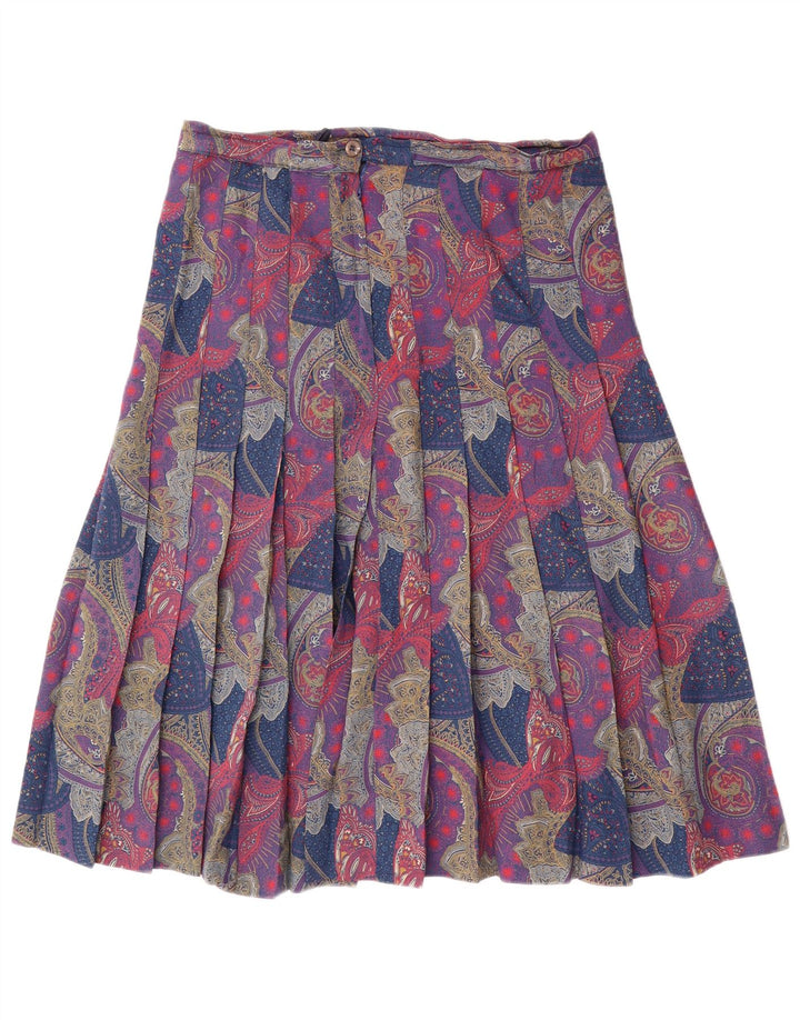 Fusta plisată Vintage pentru femei W32 Large Multicolor Paisley