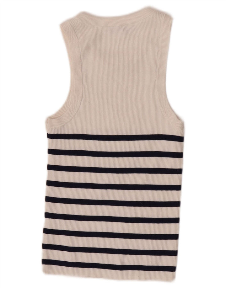 Top cu vestă pentru femei Zara UK 12 Medium White Striped Viscose