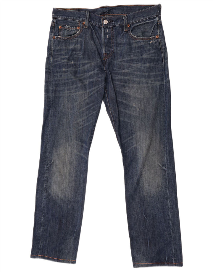 Blugi drepți distressed 501 Levi's pentru bărbați W32 L29 albastru