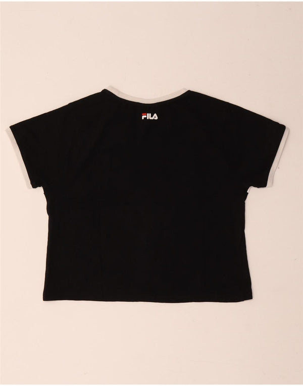 Tricou cu grafic Fila pentru femei Top UK 10 Small Black Colorblock Bumbac