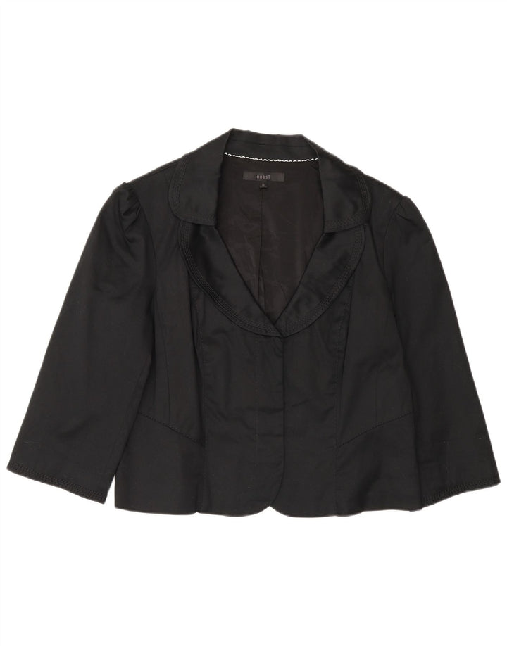 Jachetă pentru femei Coast Blazer cu mâneci 3/4 deschise UK 16, mare, negru, bumbac