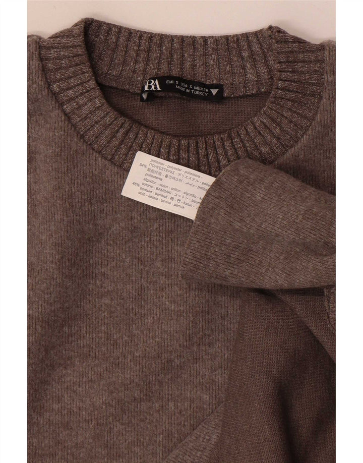 Pulover supradimensionat pentru femei Zara, cu gâtul turn, UK 10, poliester maro mic