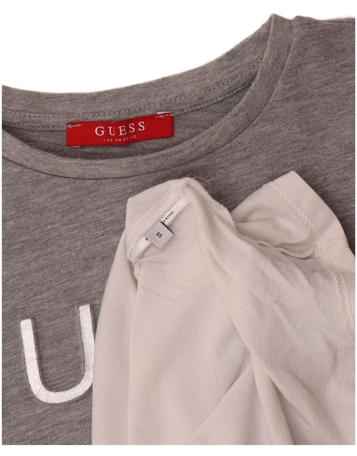 Top grafic pentru femei Guess cu mâneci 3/4 UK 10, gri mic