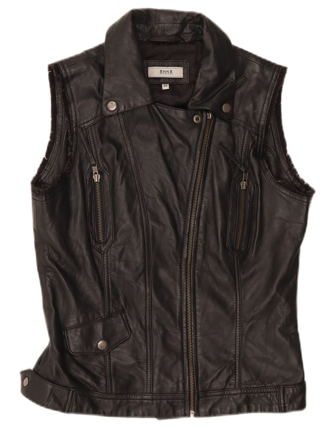 Gilet Anna pentru femei Biker din piele EU 38 Medium Black Leather
