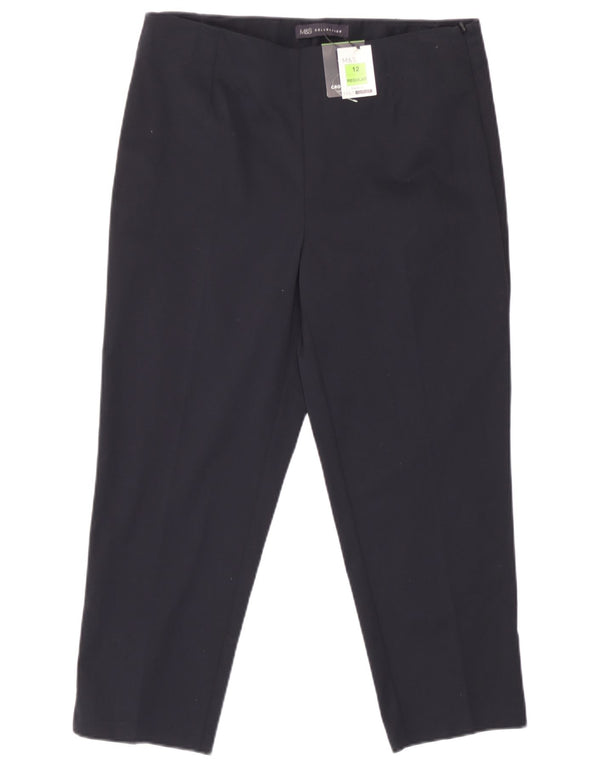 Marks & Spencer Womens Cropped Trousers UK 12 Medium W30 L22 Navy Blue