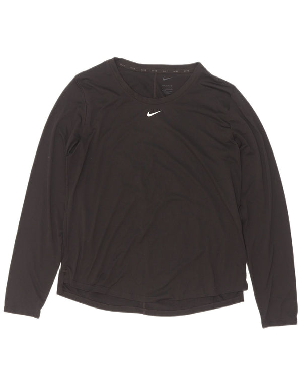 Nike Dri Fit Top cu mânecă lungă pentru femei UK 16 Poliester negru mare