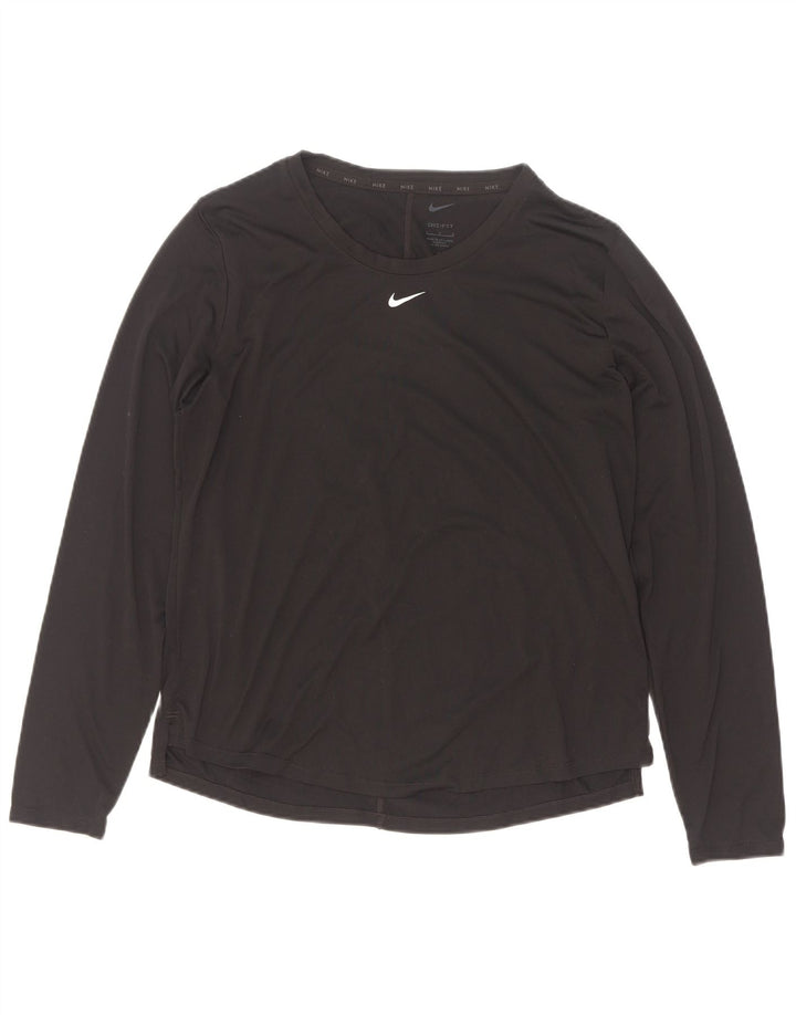 Nike Dri Fit Top cu mânecă lungă pentru femei UK 16 Poliester negru mare