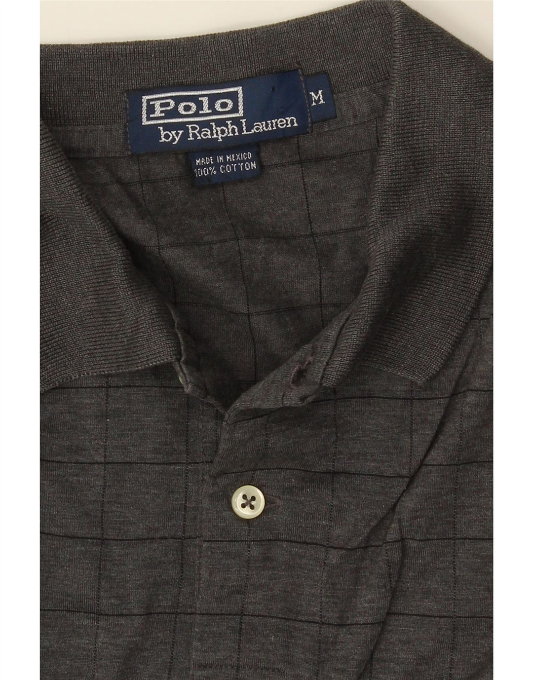 POLO RALPH LAUREN Tricou polo pentru bărbați, bumbac cu carouri, gri mediu