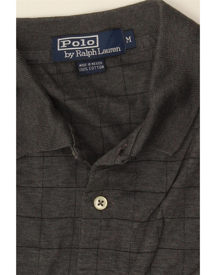 POLO RALPH LAUREN Tricou polo pentru bărbați, bumbac cu carouri, gri mediu