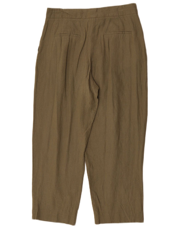 Pantaloni tăiați conici pentru femei cu talie înaltă Zara Mediu L28 L26 In kaki
