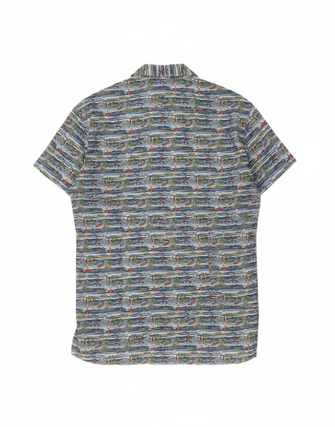 GUTTERIDGE Mens Shirt Size 15 1/2 39 Medium Blue Floral Hawaiian