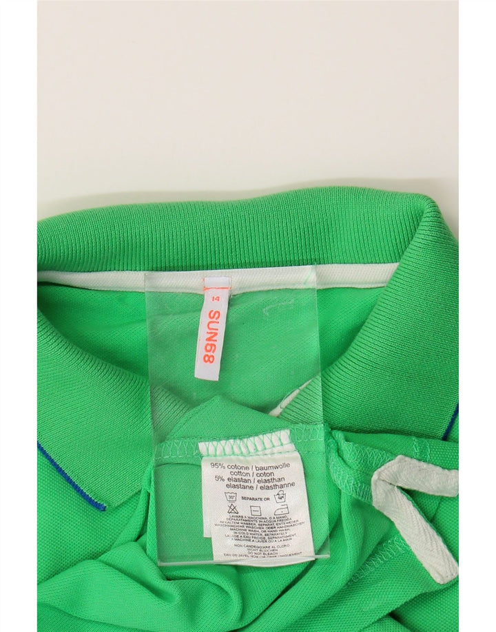 SUN68 Boys Polo Shirt 13-14 Years Green Cotton