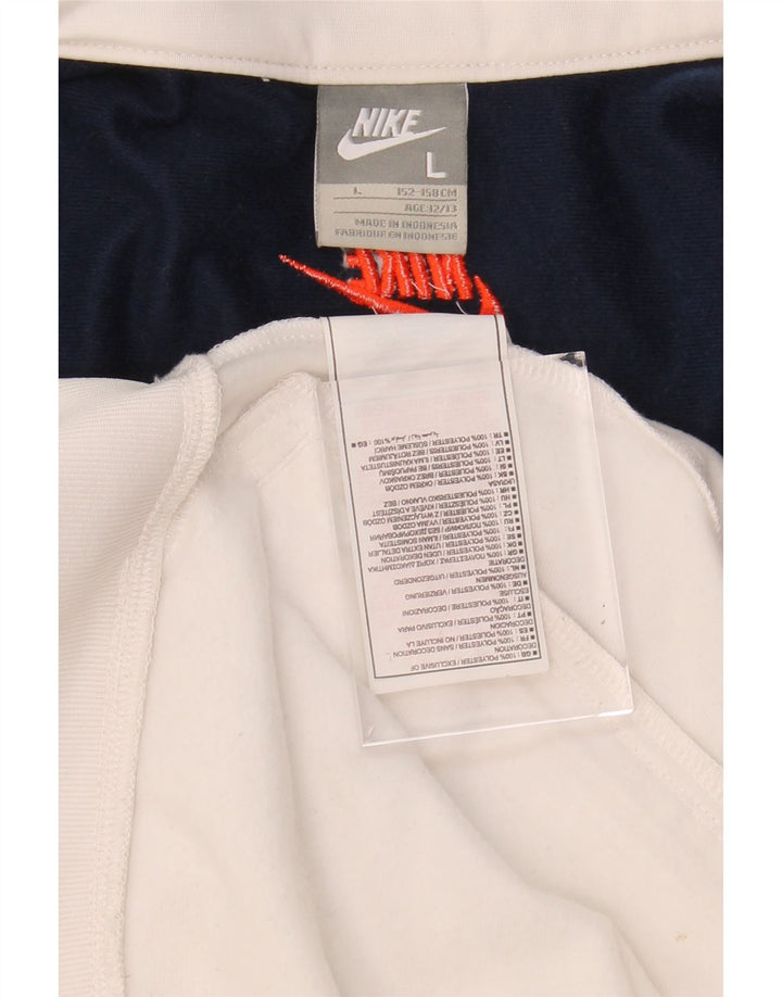 NIKE Boys Graphic Tracksuit Top Jacket 12-13 Years Large White Colourblock