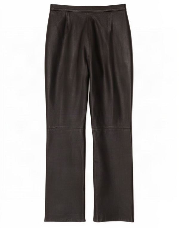 Woodlands Pantaloni drepti din piele pentru femei UK 10 Small W26 L29 Black