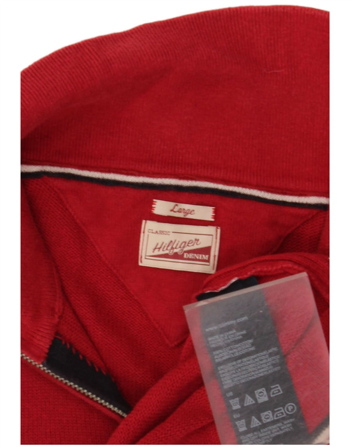 Pulover cardigan clasic pentru bărbați Tommy Hilfiger, bumbac roșu mare