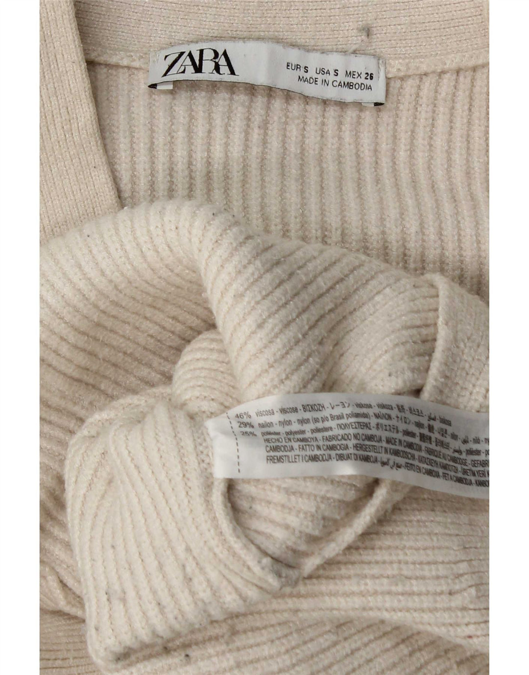 Pulover cardigan supradimensionat pentru femei Zara UK 10 Small White Viscose