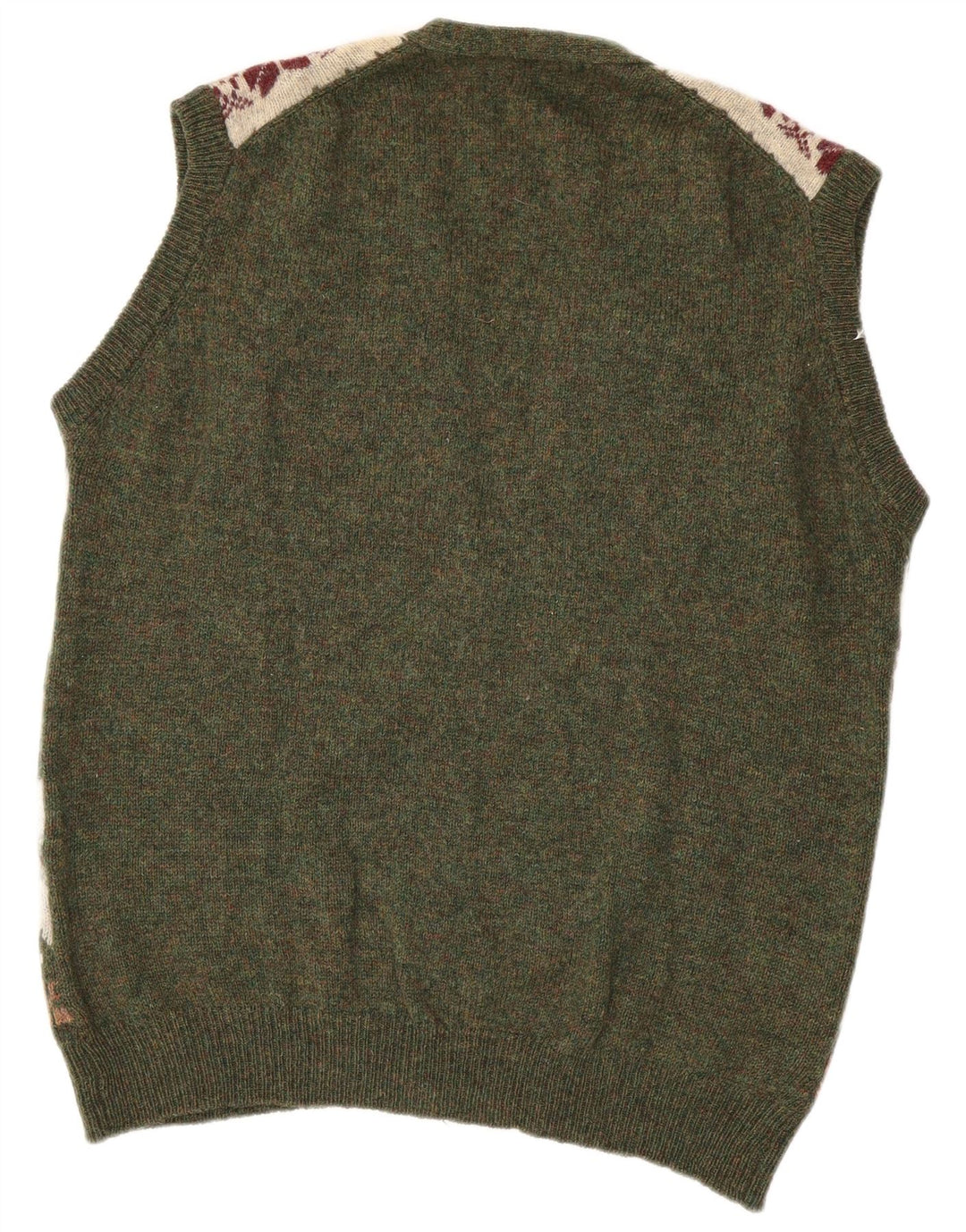 Pulover cardigan fără mâneci pentru bărbați GREEN LEAVES XL Lână verde Fair Isle