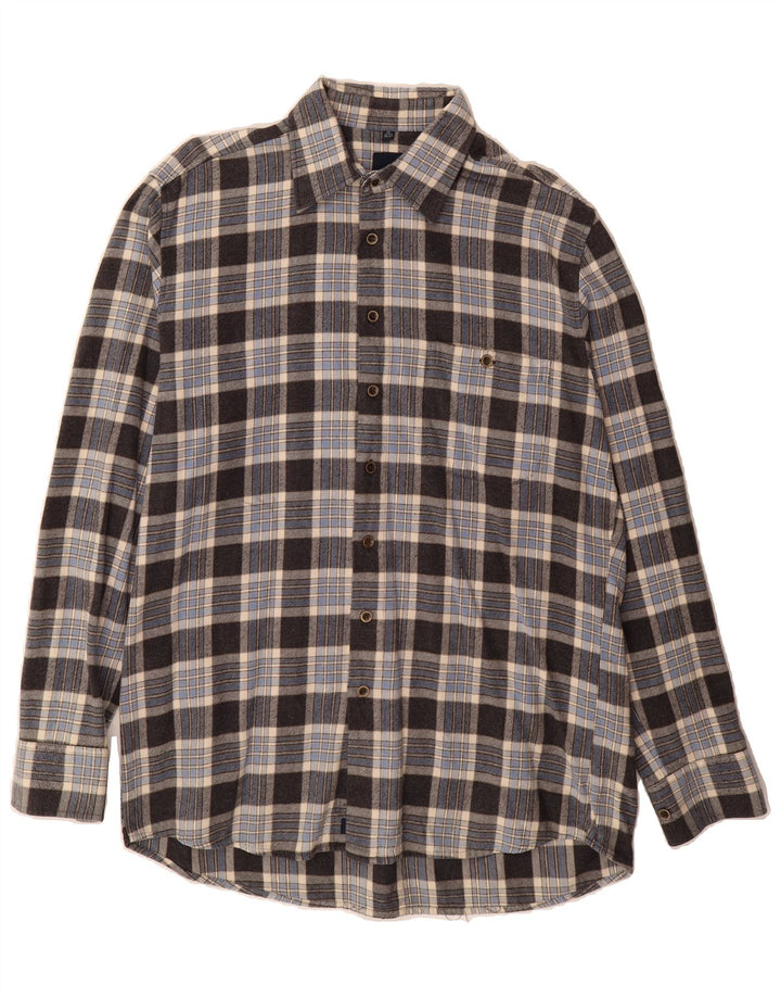 HAUPT Mens Flannel Shirt Size 15 1/2 Medium Blue Check Vintage Haupt and Second-Hand Haupt from Messina Hembry 