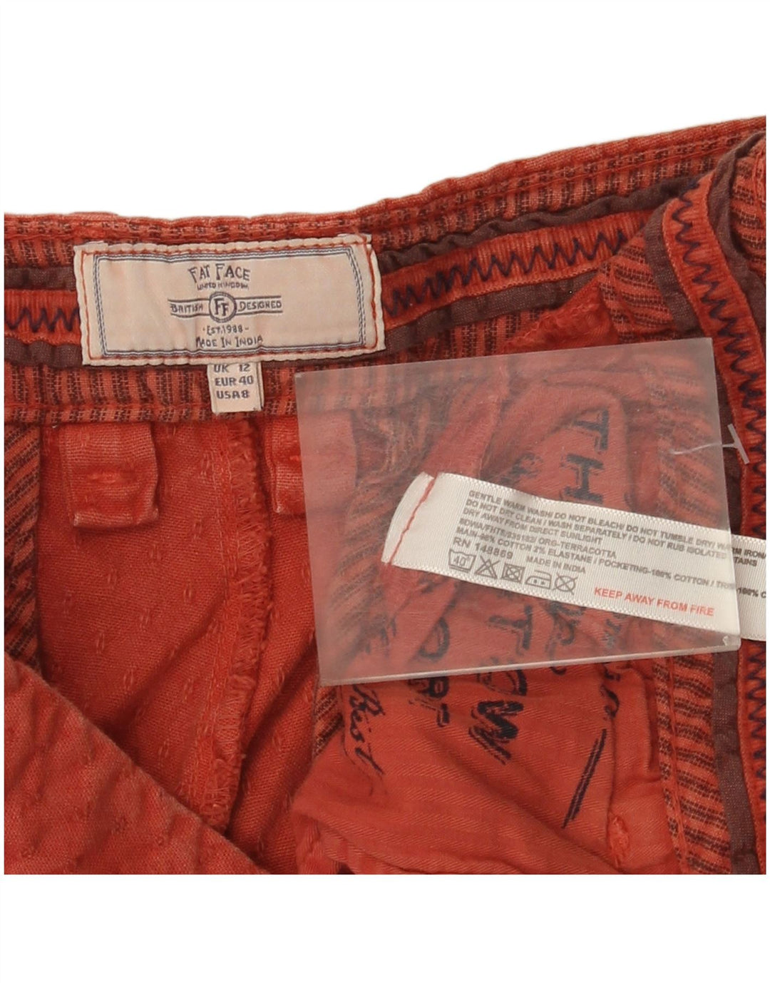 Pantaloni scurți chino pentru femei Fat Face UK 12 Medium W32 Bumbac roșu