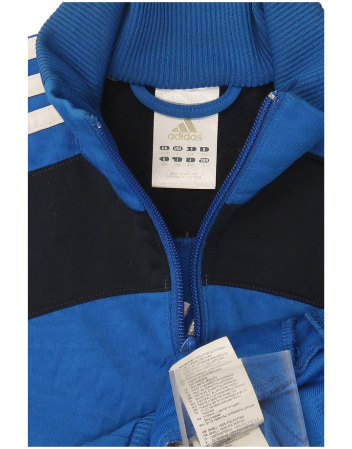 Jachetă de top pentru trening cu grafică Adidas pentru băieți 13-14 ani, albastru Colorblock