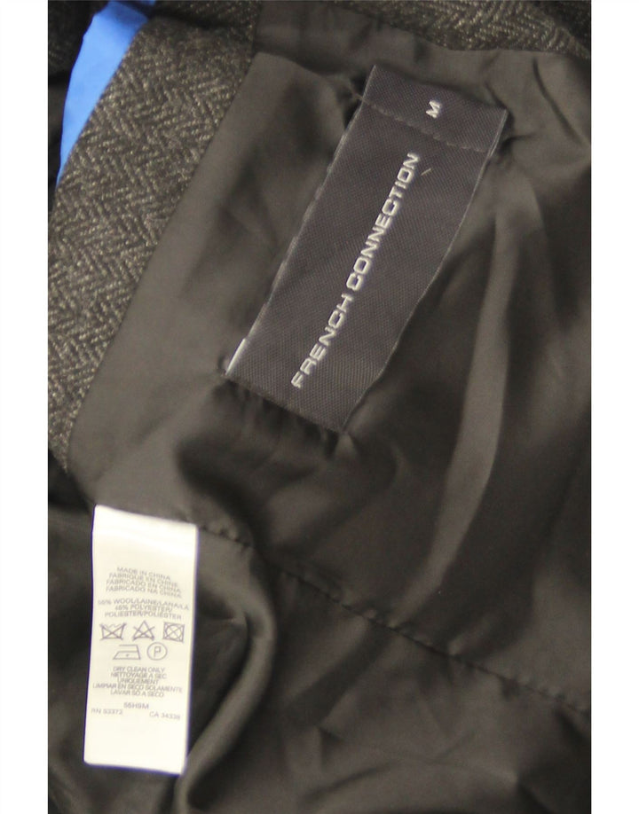 Pardesiu pentru bărbați French Connection Marea Britanie 38 Lână Gri Medium Herringbone