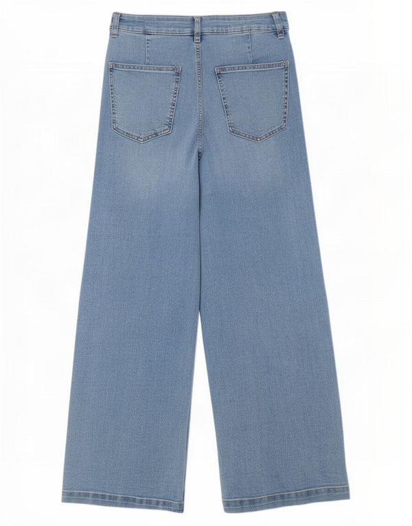 Blugi pentru femei Marks & Spencer cu picioare largi UK 12 Medium W28 L28 Blue Bumbac