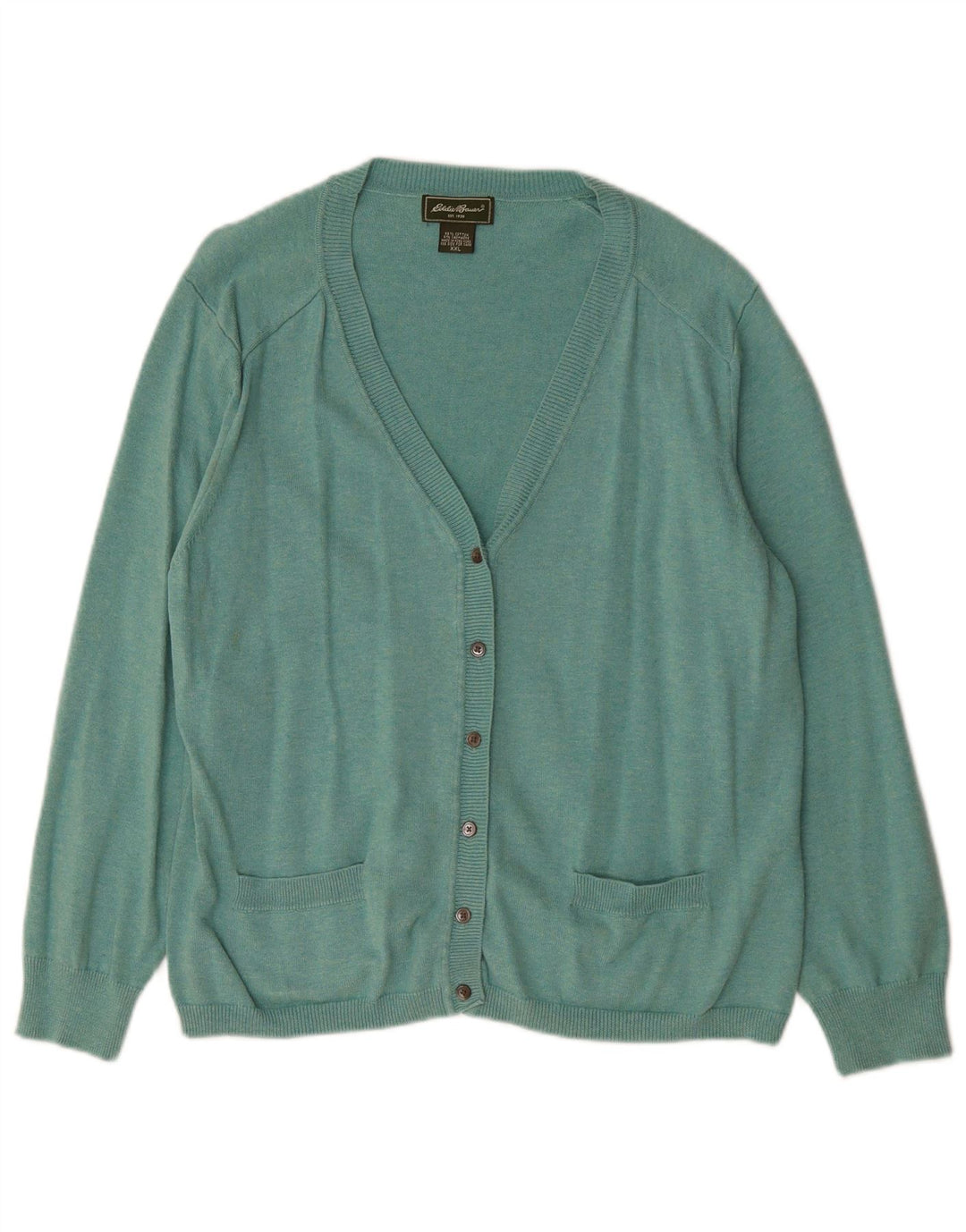 EDDIE BAUER Pulover cardigan pentru femei UK 20 2XL Bumbac verde