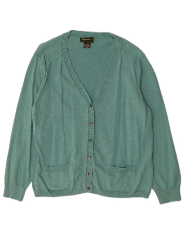 EDDIE BAUER Womens Cardigan Sweater UK 20 2XL Green Cotton