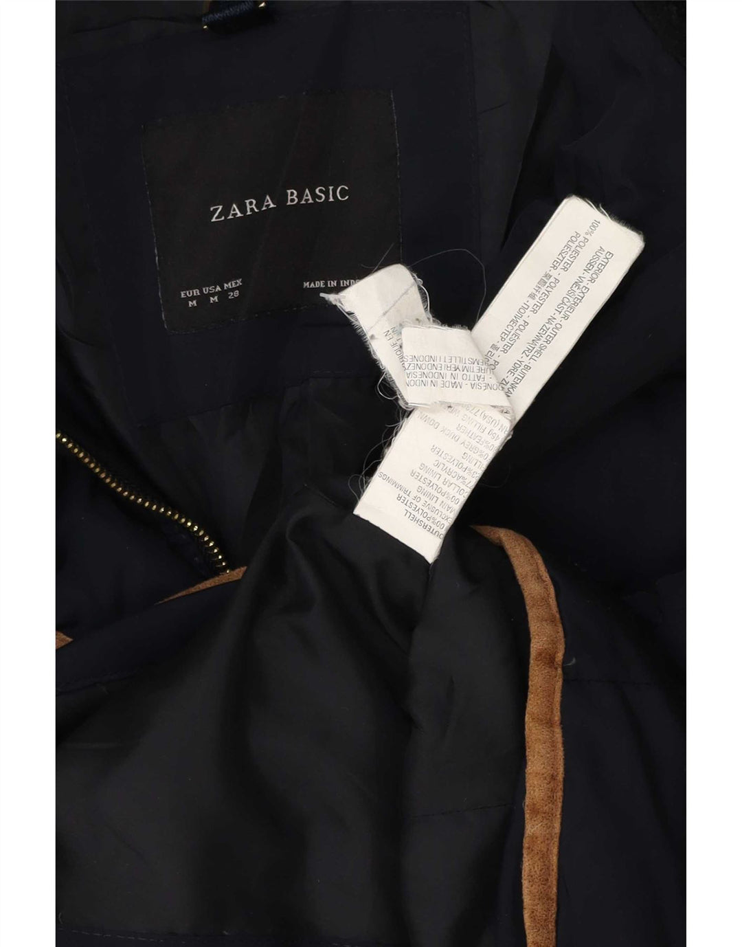 Jachetă căptușită pentru femei Zara UK 12 Medium Bleumarin Poliester
