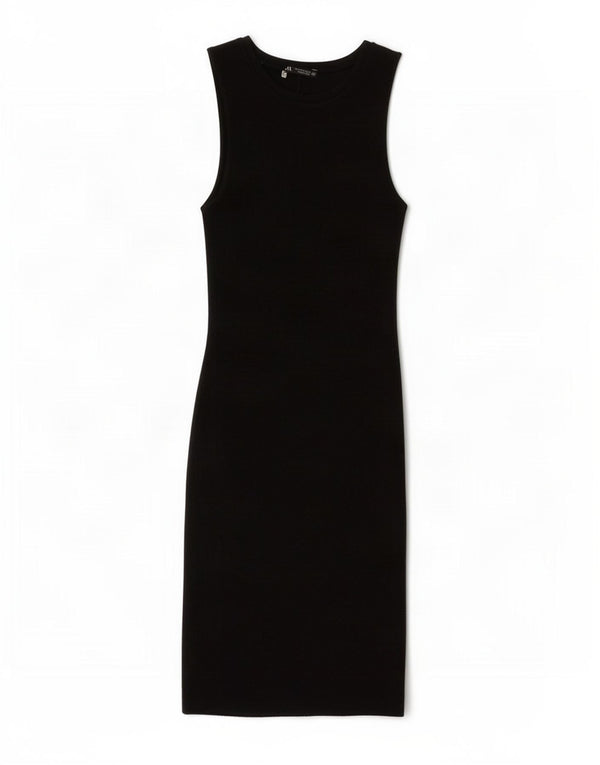 Rochie cu pulover fără mâneci pentru femei Zara UK 8, bumbac negru mic