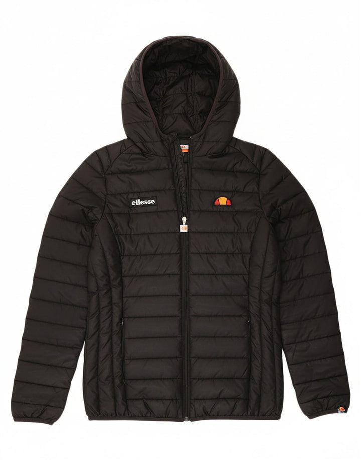 ELLESSE Womens Hooded Padded Jacket UK 12 Medium Black Polyester