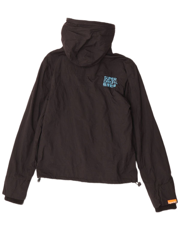 Jachetă Windbreaker pentru femei cu glugă Superdry UK 14 Medium Black Nylon
