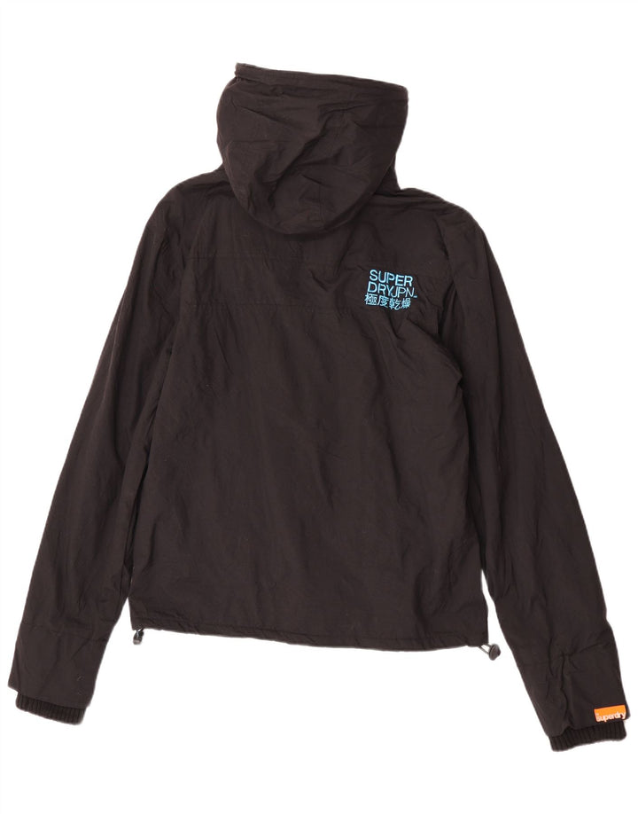 Jachetă Windbreaker pentru femei cu glugă Superdry UK 14 Medium Black Nylon