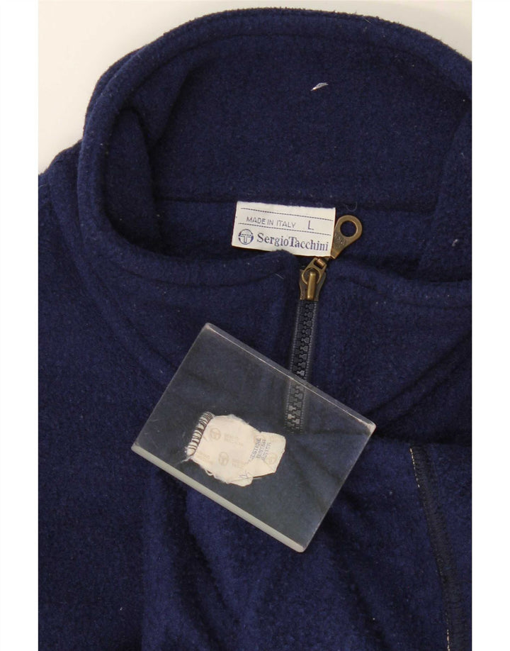 Sergio Tacchini Pulover pentru bărbați, cu fermoar și gât, din lână, mare, albastru, poliester