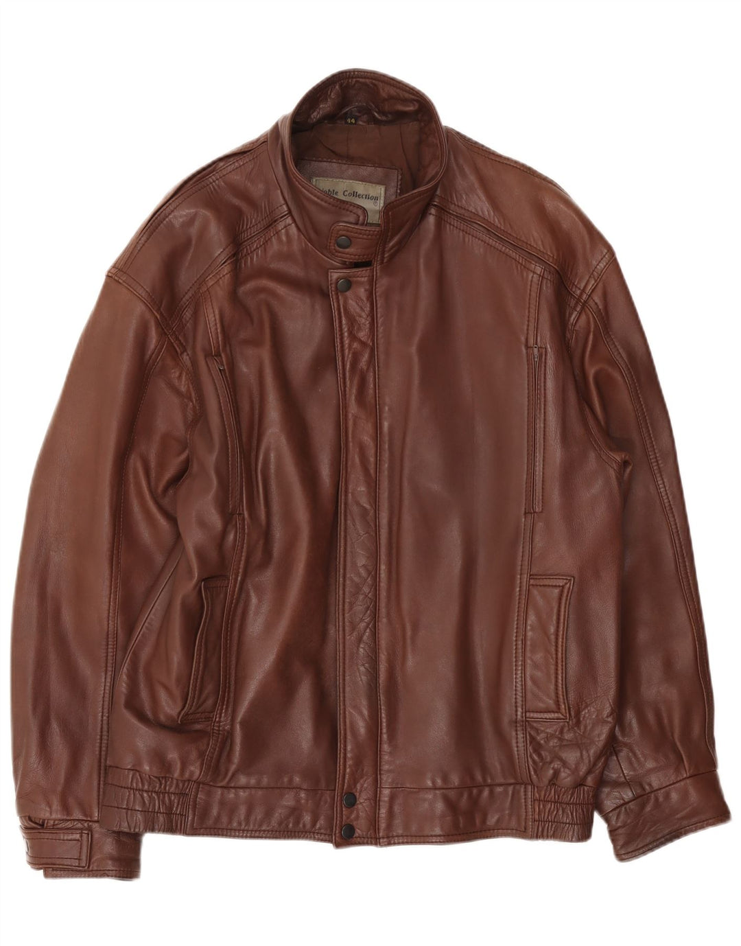 Jachetă de piele NOBLE pentru bărbați, cu tăiere lentă, EU 44 XS, piele maro
