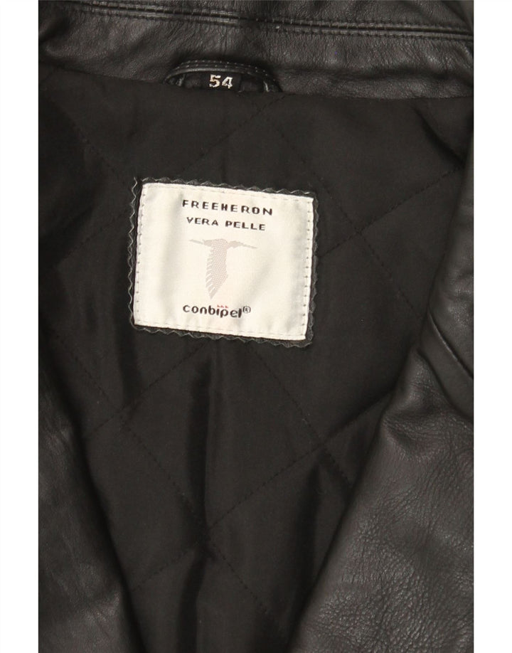 Palton din piele pentru barbati Free Heron Conbipel IT 54 XL din piele neagra