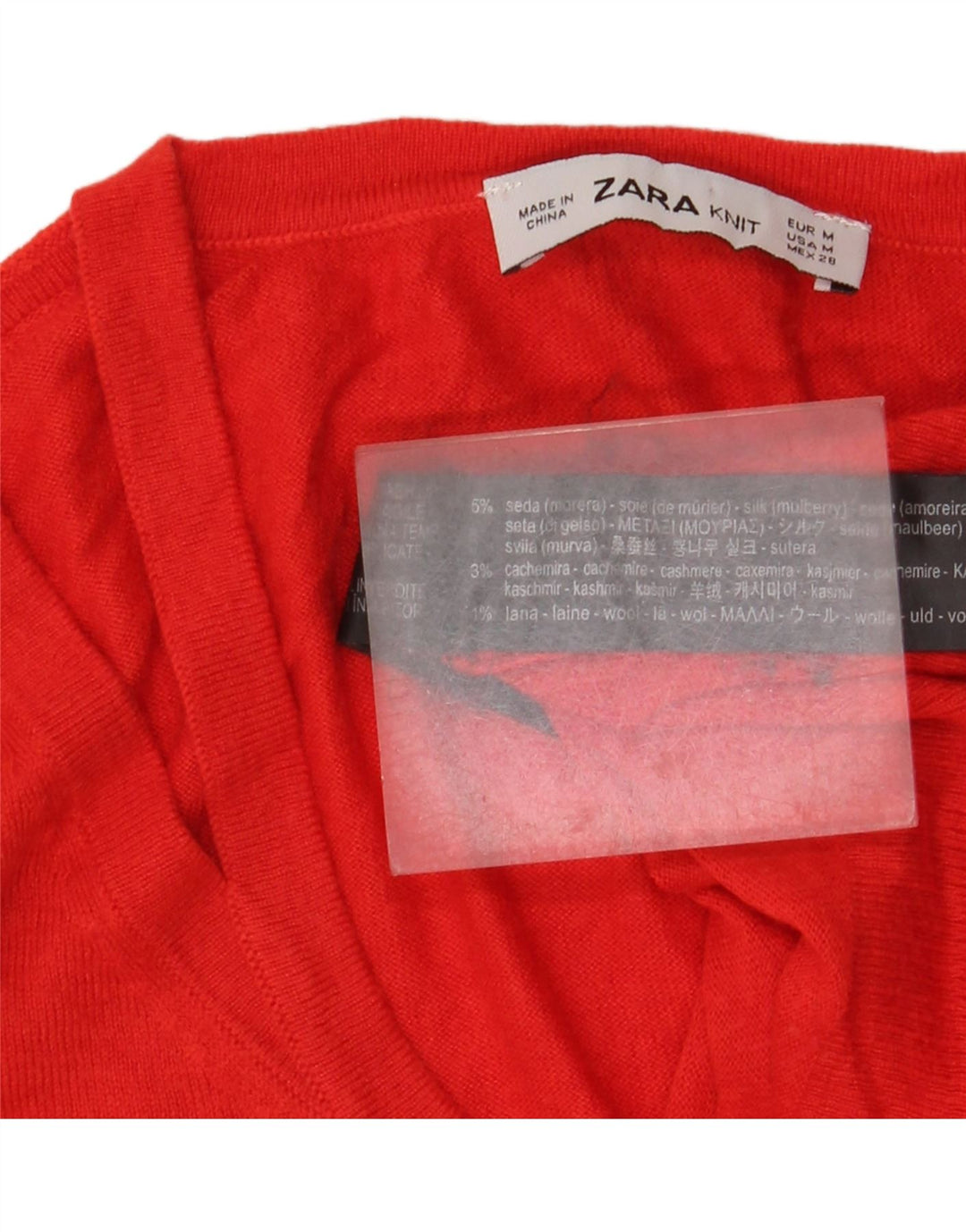 Pulover cu decolteu în V pentru femei Zara UK 12 Mătase roșie medie