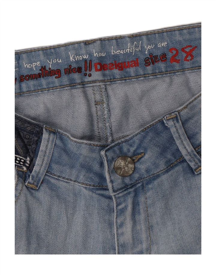 Pantaloni scurți Desigual pentru femei, cu grafică, din denim învechit, W28 Medium Blue Floral