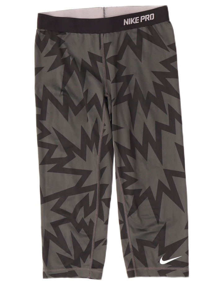 Leggings Capri Nike Dri Fit pentru femei UK 12 Gri mediu Poliester geometric