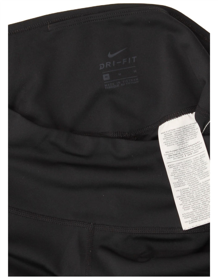 Leggings NIKE Dri Fit Graphic Capri pentru femei UK 12 Medium Black Colorblock