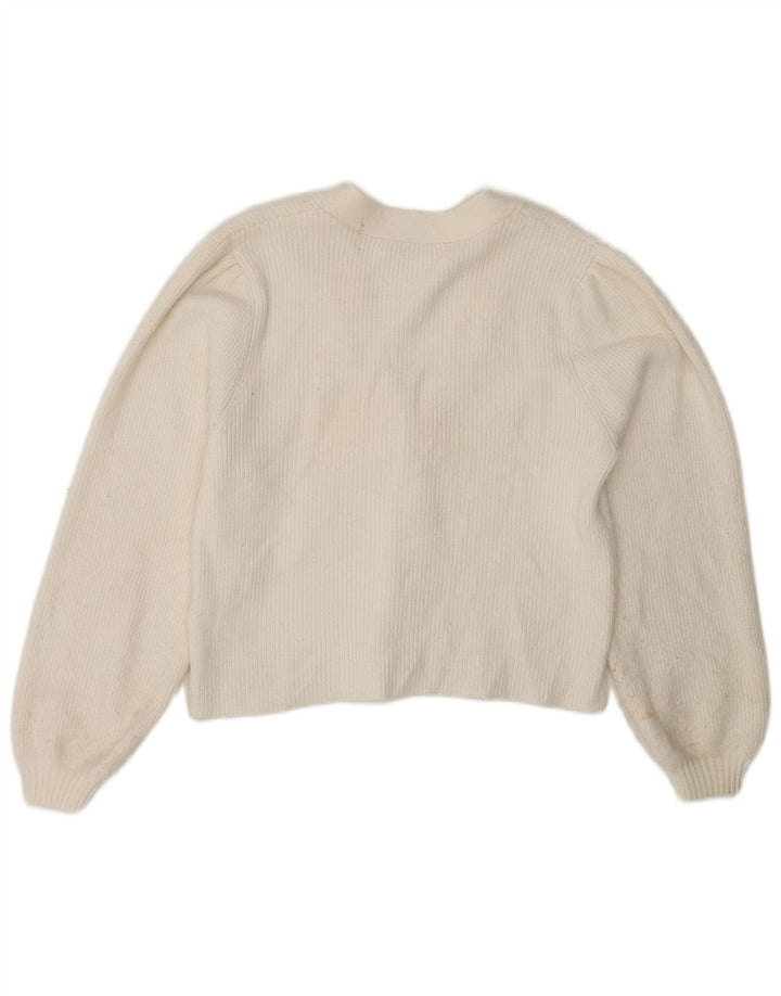 Pulover cardigan pentru femei Zara UK 12 Medium White Viscose