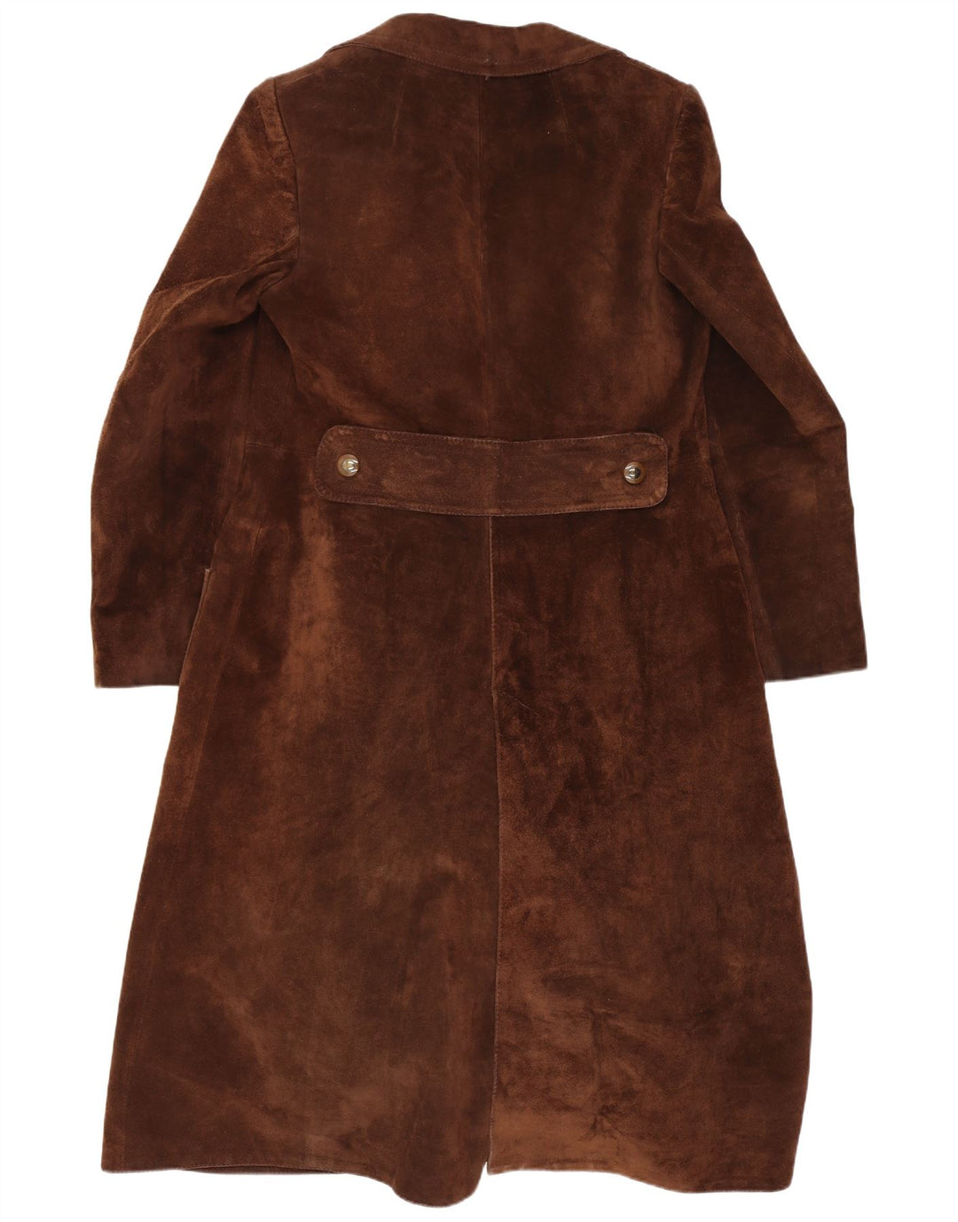 Palton dublu din piele intoarsa vintage pentru femei UK 10 mic maro