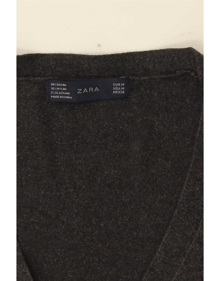 Pulover cardigan pentru femei Zara UK 12, raion gri mediu