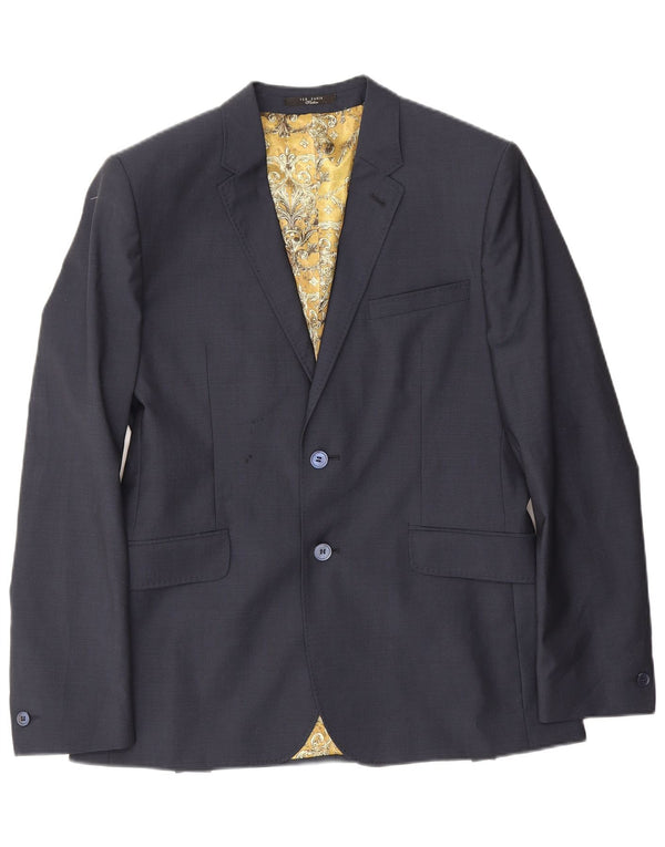 Jachetă pentru bărbați Ted Baker cu 2 nasturi, UK 40, mare, lână virgină, albastru