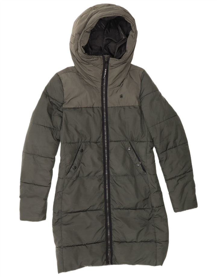 G-STAR Jachetă căptușită cu glugă pentru femei UK 10 Mic, verde, poliester color bloc
